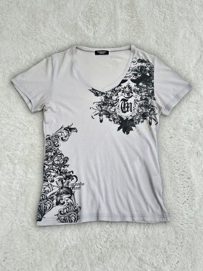 Tornado Mart Tribal Floral V-Neck T-Shirt