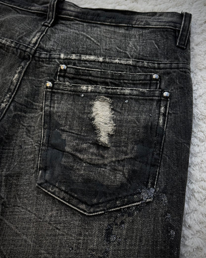 Midas Silver Splatter Coated Distressed Bootcut Denim