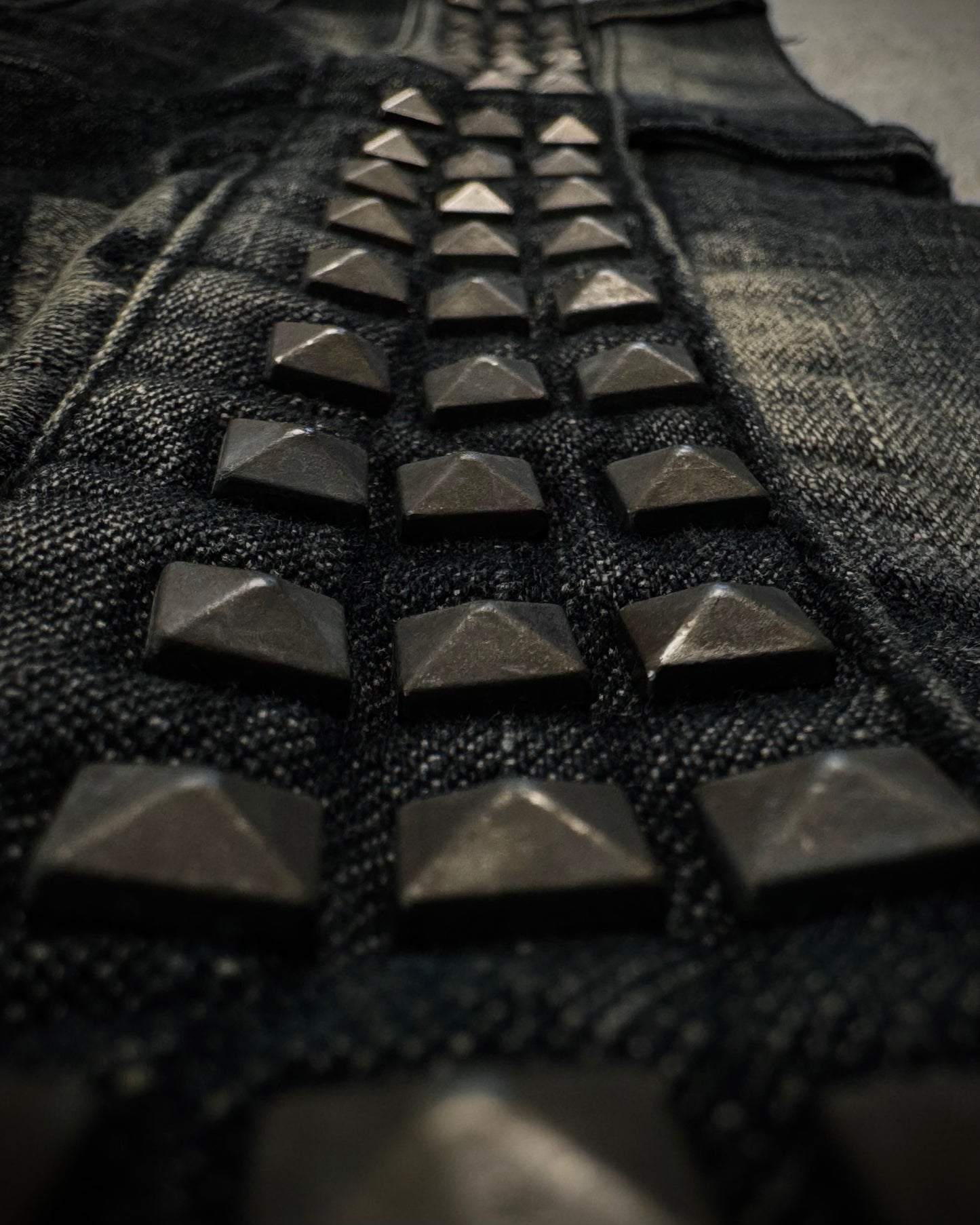 Lowbox Double Waisted Studded Repaired Flared Jeans