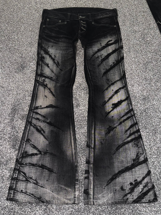 Tornado Mart Claw Marks Wash Flared Jeans