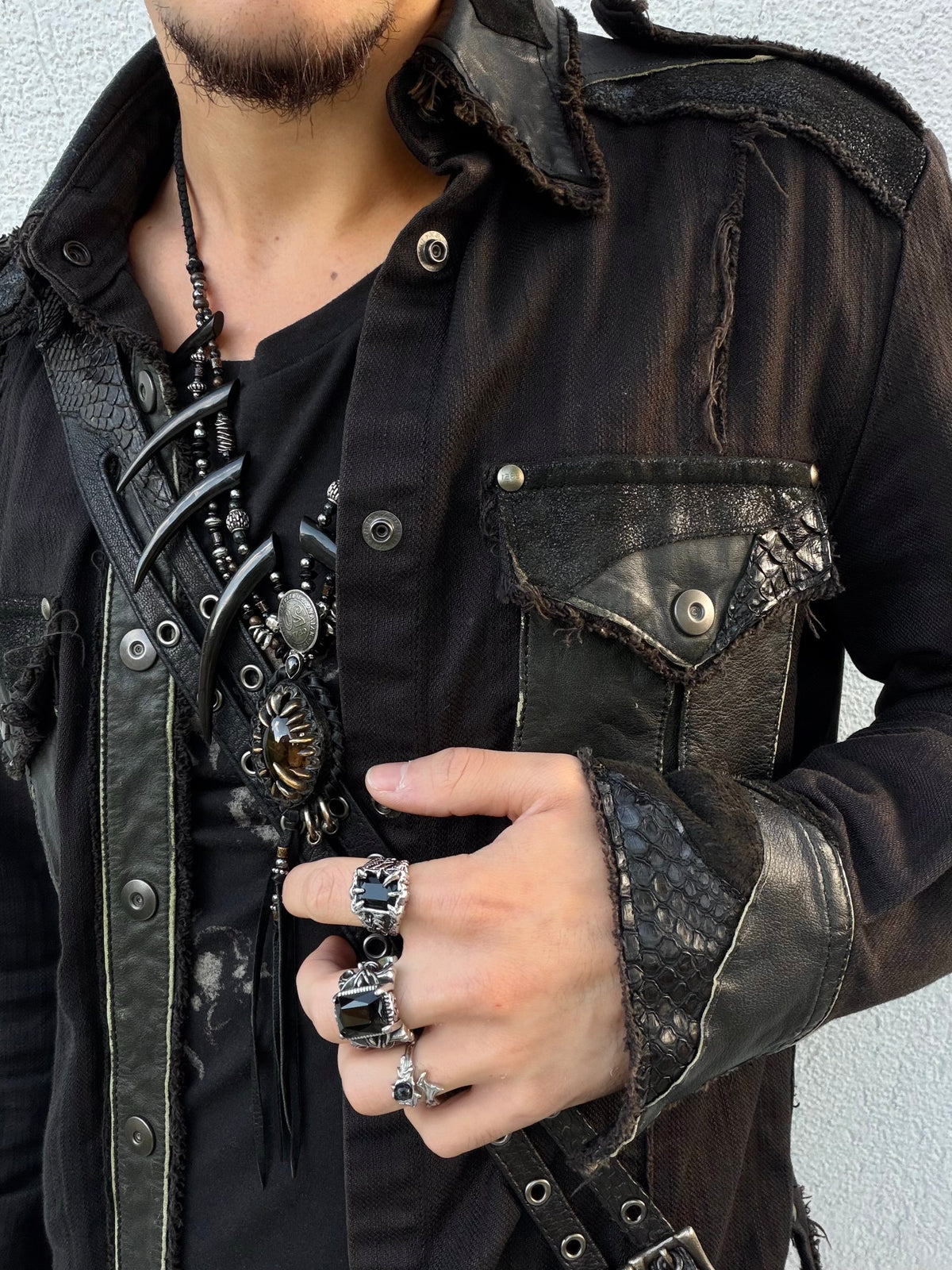 5351 Pour Les Hommes Python Leather Patchwork Jacket