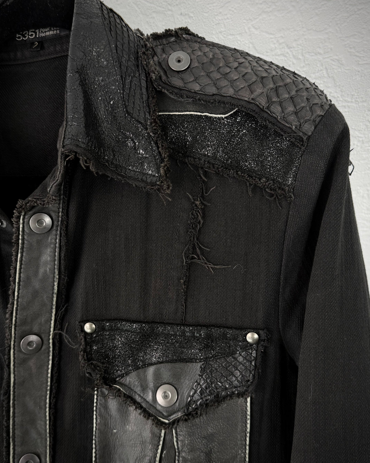 5351 Pour Les Hommes Python Leather Patchwork Jacket