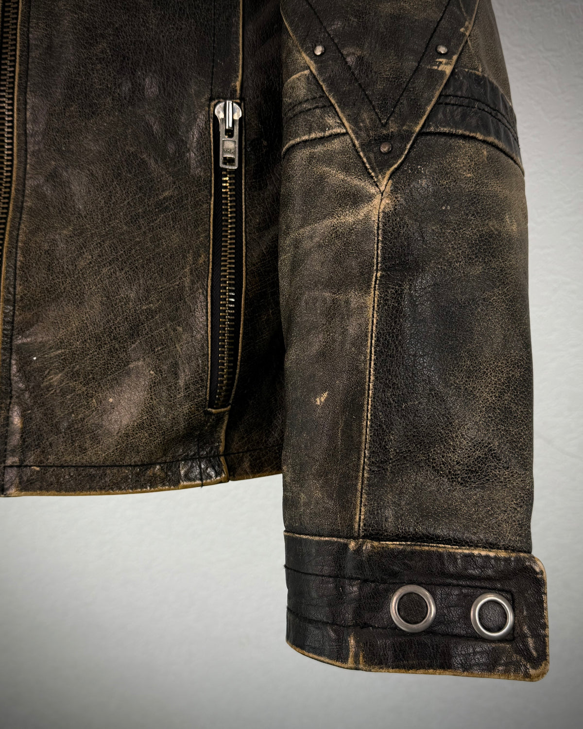 Vintage Chunky Rabbit Fur Leather Jacket