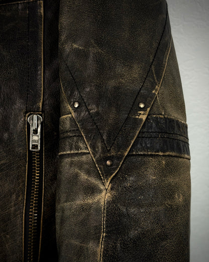 Vintage Chunky Rabbit Fur Leather Jacket