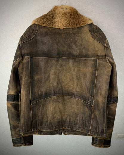 Vintage Chunky Rabbit Fur Leather Jacket