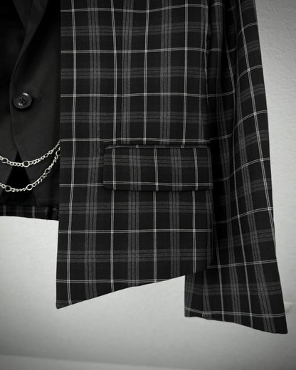 Midas Checkered Layered Gilet Chained Blazer