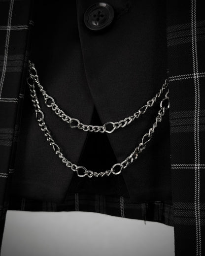 Midas Checkered Layered Gilet Chained Blazer