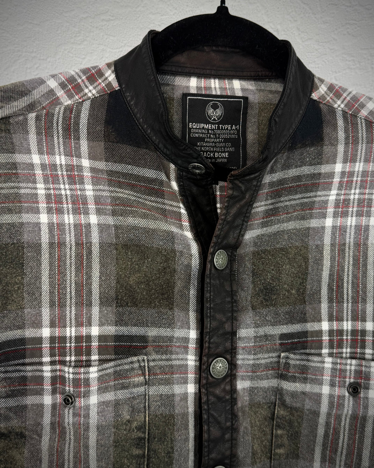 Back Bone Leather Lace-Up Tartan Shirt