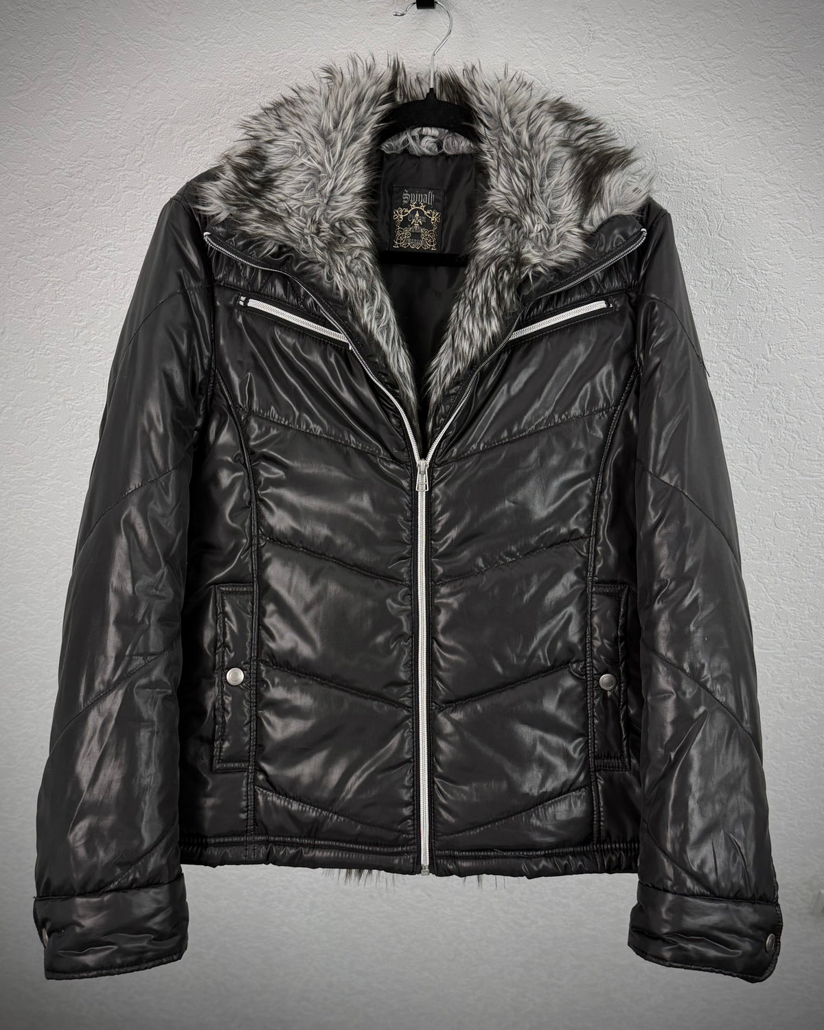 Spinach Fur Lined Puffer Jacket
