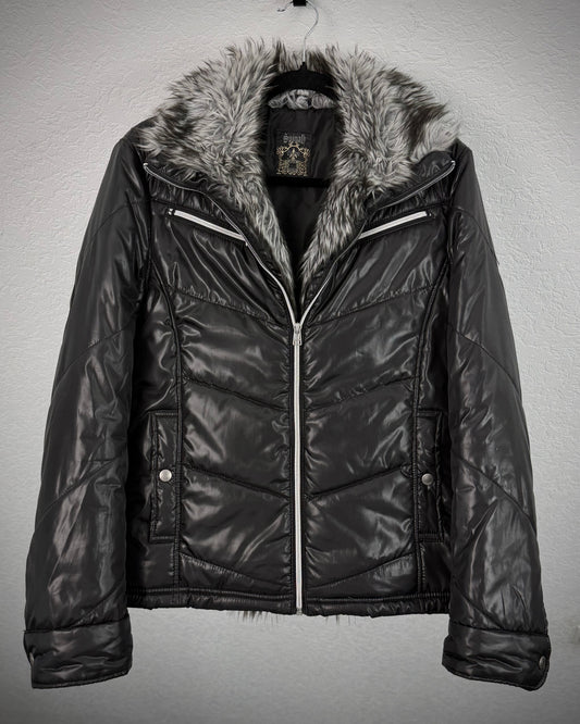 Spinach Fur Lined Puffer Jacket