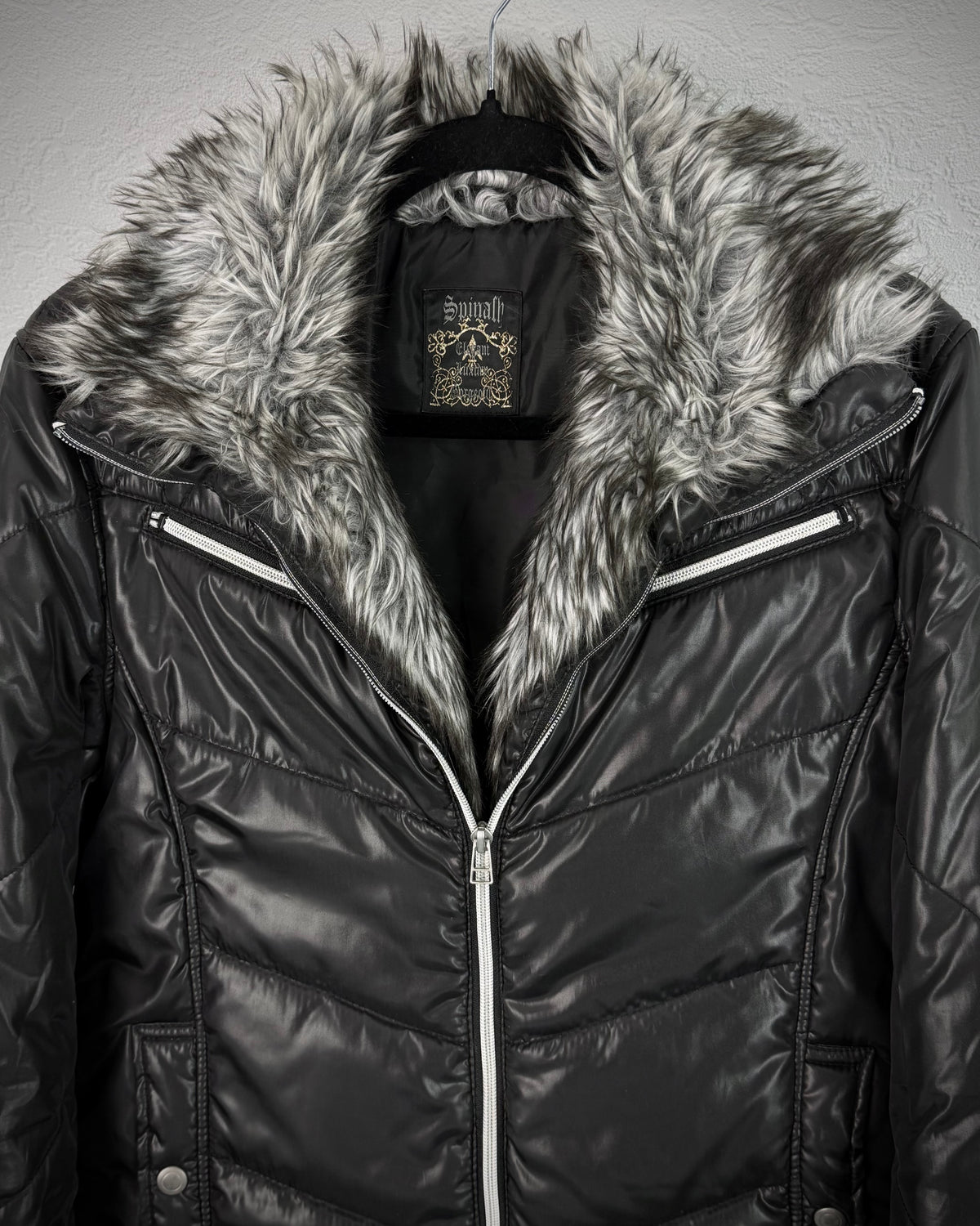 Spinach Fur Lined Puffer Jacket