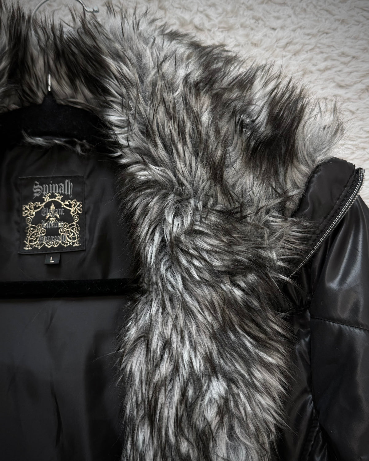 Spinach Fur Lined Puffer Jacket