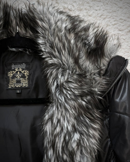 Spinach Fur Lined Puffer Jacket
