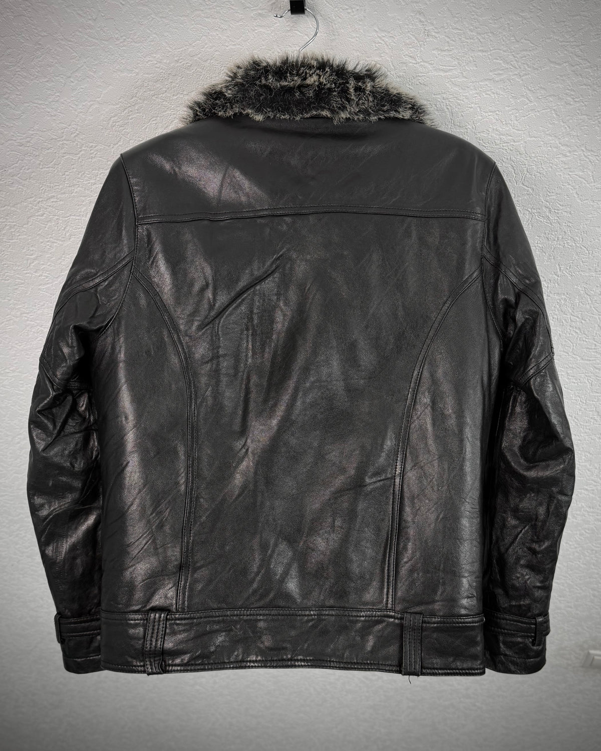 Full Faux Fur Interior Sheepskin Leather Jacket