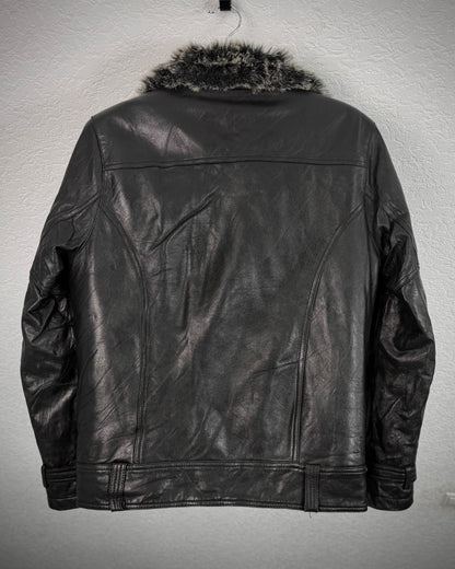 Full Faux Fur Interior Sheepskin Leather Jacket