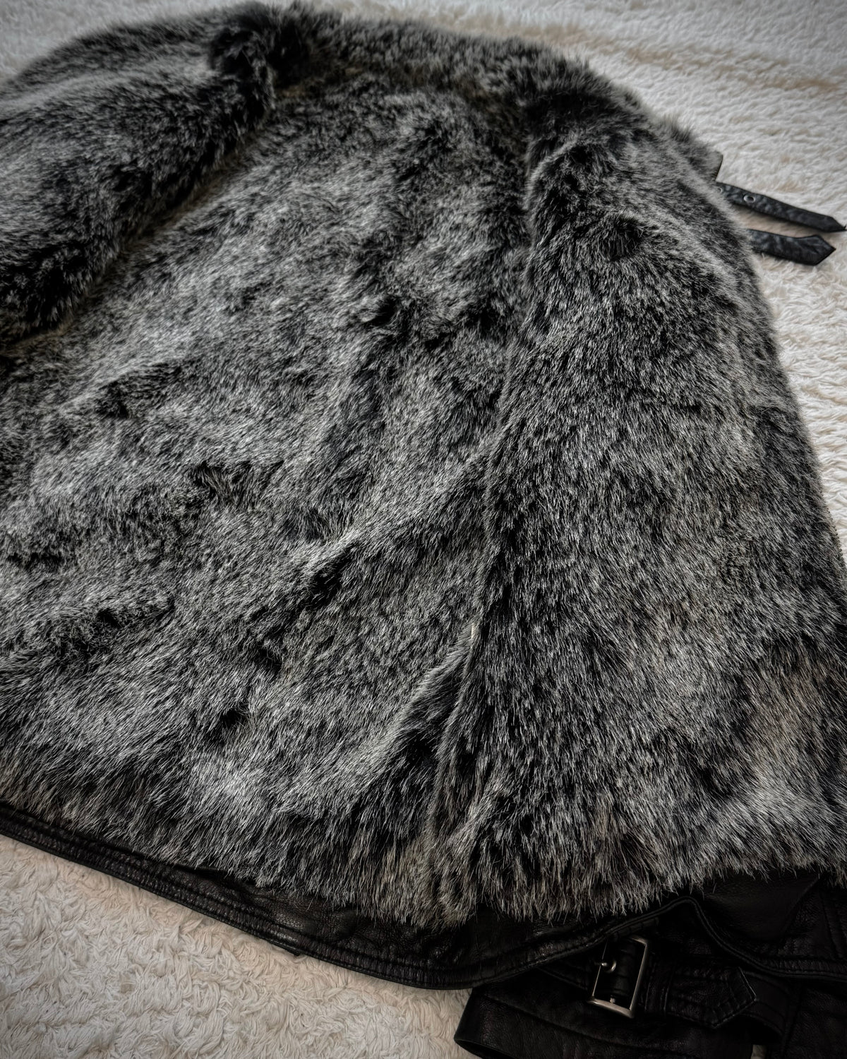 Full Faux Fur Interior Sheepskin Leather Jacket