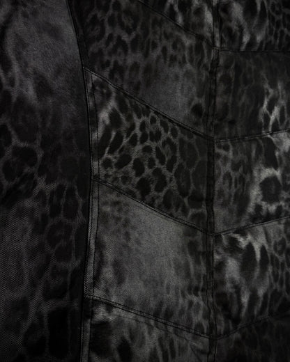 Shellac Leopard Pattern Leather Puffer Vest