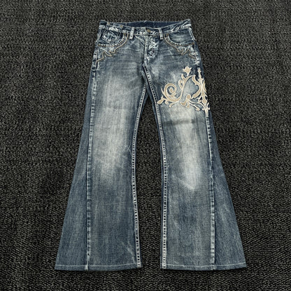 Tornado Mart "Tribal" Embroidery Flared Denim