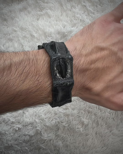 Raw Crocodile Skull Leather Bracelet