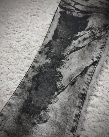 Tornado Mart Ash Clawmarks Coated Flared Jeans