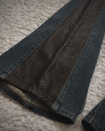 Morgan Homme Python Shimmer Mud Washed Flared Jeans