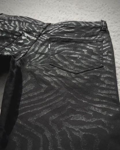 Tornado Mart Zebra Waxed Flared Pants