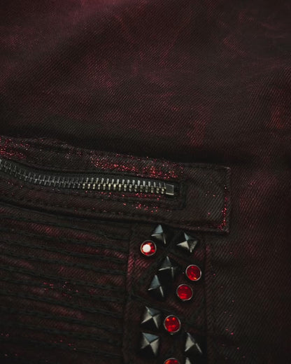 Cipo & Baxx Bordeaux Studded Luster Skinny Jeans