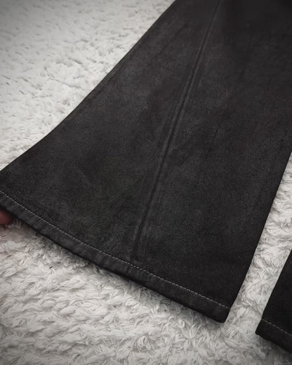 Tornado Mart Waxed Spiral Flared Jeans