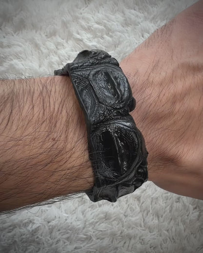 Raw Crocodile Skull Leather Bracelet