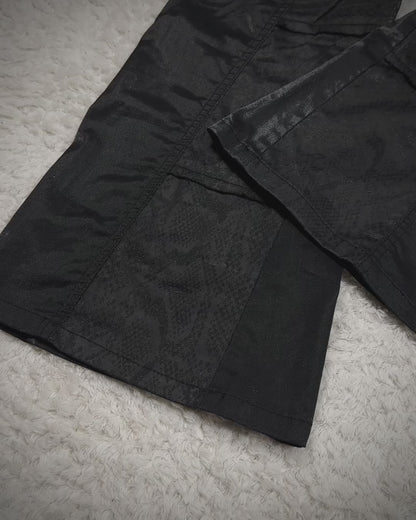 Tornado Mart Python Shimmer Coated Flared Pants