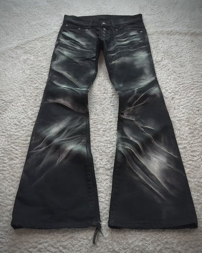 Tornado Mart Chrome Clawmarks Washed Flared Jeans