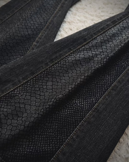 Morgan Homme Python Shimmer Flared Jeans