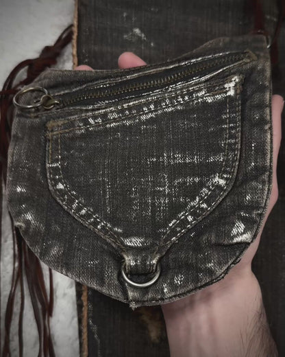 Obelisk Silver Waxed Holster Pouch Flared Jeans