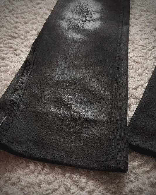 LED Rechwe Veronica Arizona Studded Waxed Flared Jeans