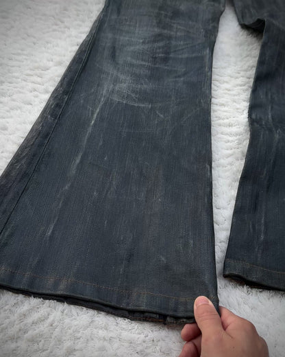 Tornado Mart Heavy Wax Coated Flared Jeans