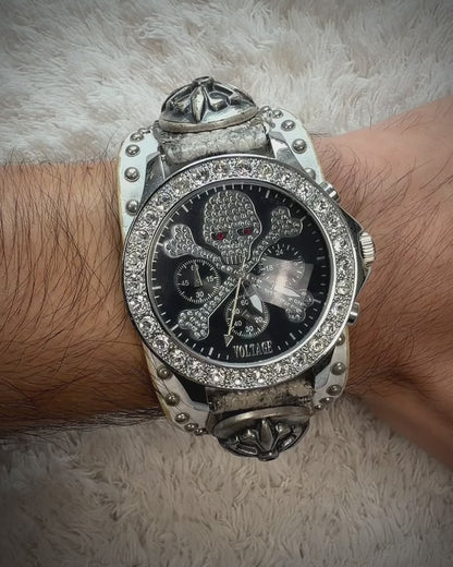 Voltage Skull Crystal Python Detailed Watch