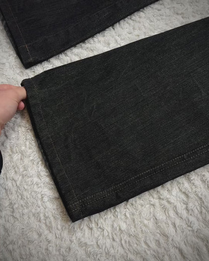 Prigs Gold Seam Distressed Luster Flared Jeans