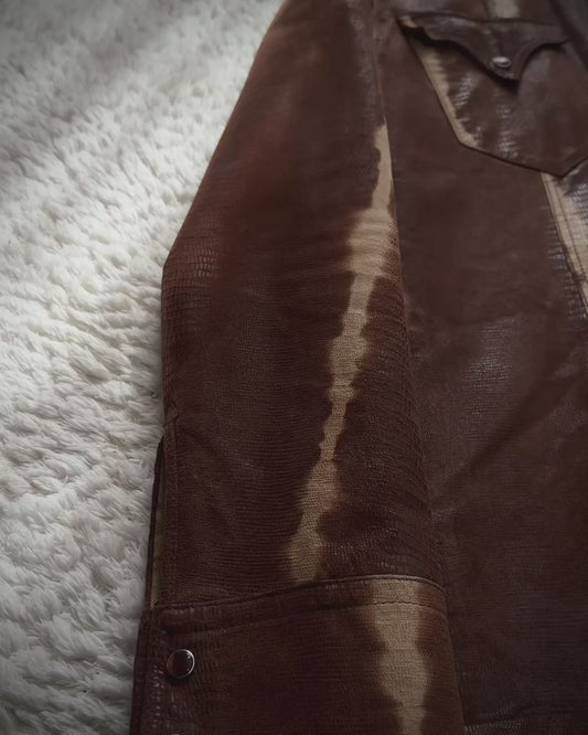 Tornado Mart Lizard Waxed Western Leather Shirt
