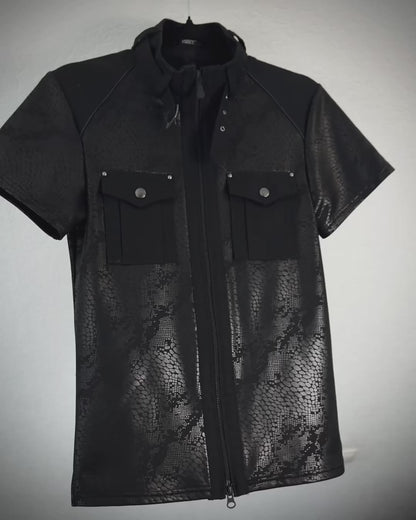 Tornado Mart Python Shimmer Zip Up T-Shirt